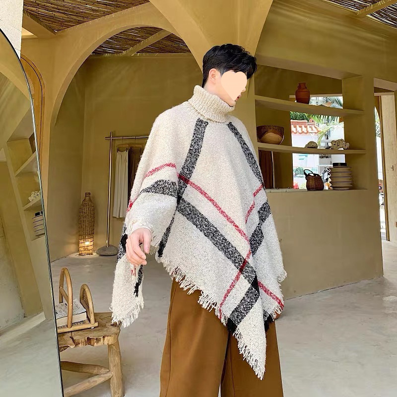 Európai állomás divattervező magas gallérú ujjatlan sálas pulóver divatos férfi denevérujjú stylist dzseki