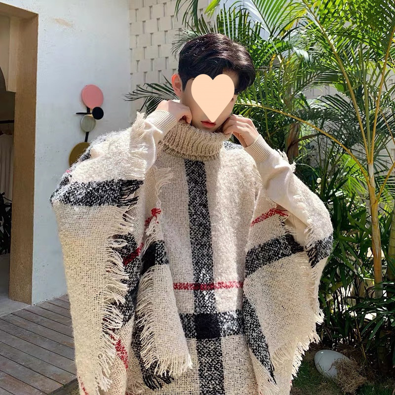 Európai állomás divattervező magas gallérú ujjatlan sálas pulóver divatos férfi denevérujjú stylist dzseki