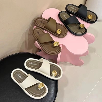 Női nyári divatos flip-flopok, felsőruházat, 2024, új, mindenhez illő, alkalmi, lapos, strandflip-flopok, csúcskategóriás szandálok