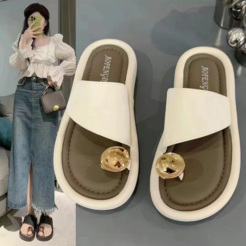 Női nyári divatos flip-flopok, felsőruházat, 2024, új, mindenhez illő, alkalmi, lapos, strandflip-flopok, csúcskategóriás szandálok