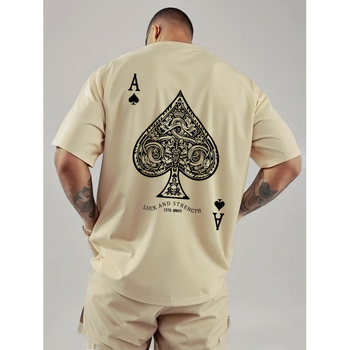 Мъжка ежедневна тениска с щампа на покер с асо пика - памучна тениска St P