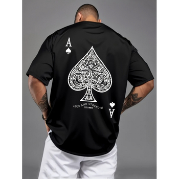 Мъжка ежедневна тениска с щампа на покер с асо пика - памучна тениска St P