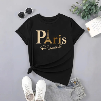 Európai és amerikai női betűs mintás rövid ujjú póló, divatos női alap ing