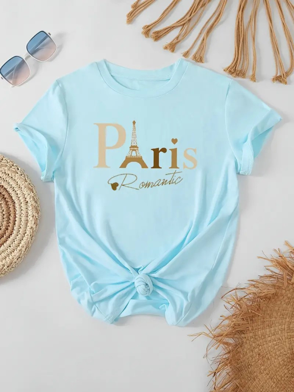 Európai és amerikai női betűs mintás rövid ujjú póló, divatos női alap ing