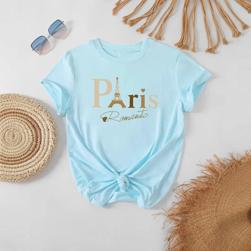 Európai és amerikai női betűs mintás rövid ujjú póló, divatos női alap ing