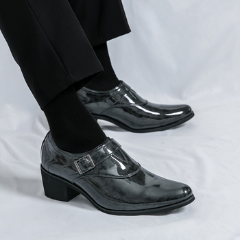 Piiriülesed pluss-suuruses 46 teravatipulised nahkkingad, kõrge kontsaga, kõrgendatud lakknahast, ereda pinnaga pandlaga, meeste ametlikud ärirõivad, hulgimüük