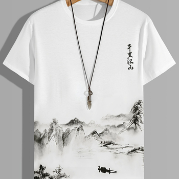 Īsroku, brīva stila, tūkstošiem jūdžu nobraukuma vīriešu T-krekls, nacionālā stila jaka, ikdienas vasaras vīriešu - H227