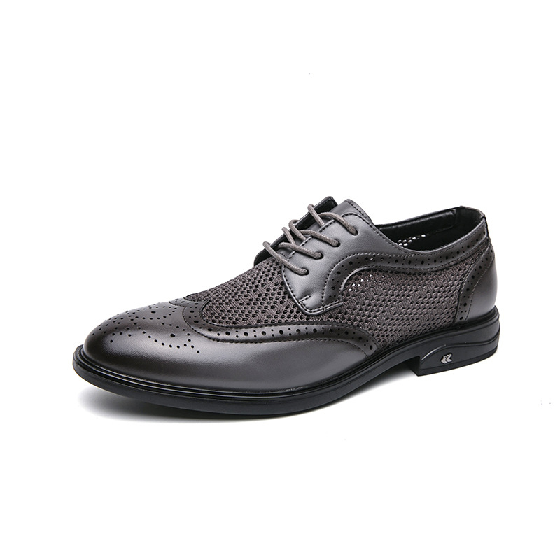 Férfi cipők őszi 2024 új stílusú perforált kivágott brogue üzleti alkalmi viselet lélegző férfi alkalmi bőrcipő koreai stílusú trend