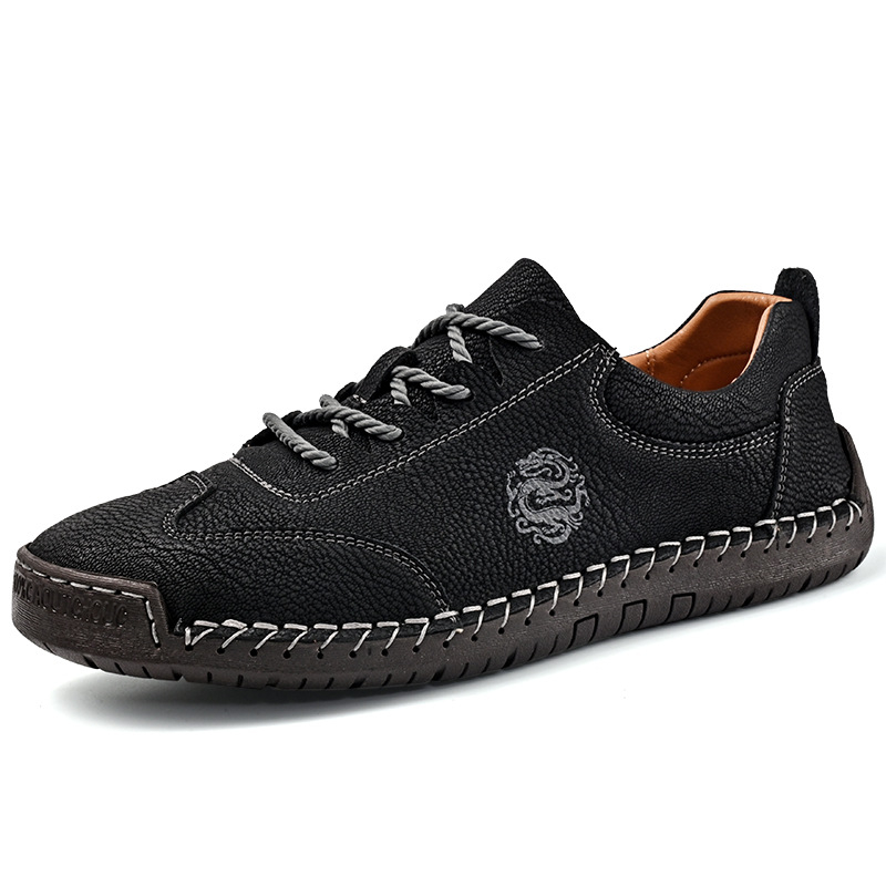 Őszi új, alacsony szárú, fűzős, alkalmi cipők, férfi, határokon átnyúló, plus size cipők, kézzel varrott, kültéri vezetési cipők