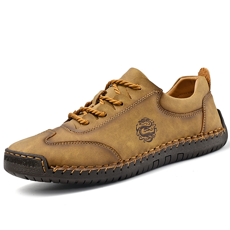 Őszi új, alacsony szárú, fűzős, alkalmi cipők, férfi, határokon átnyúló, plus size cipők, kézzel varrott, kültéri vezetési cipők