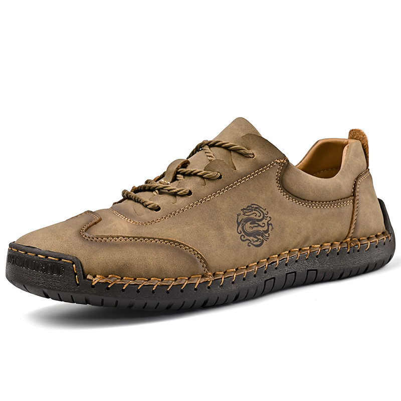 Őszi új, alacsony szárú, fűzős, alkalmi cipők, férfi, határokon átnyúló, plus size cipők, kézzel varrott, kültéri vezetési cipők
