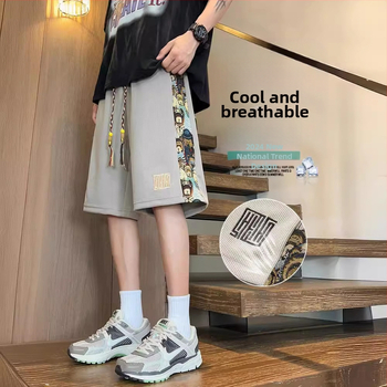 Hiina stiilis meeste suvised pluss-suuruses lühikesed püksid, karuplahvatused 2024. aasta uue disainiga, Sense Tide kaubamärgi vabaaja lohvakad püksid