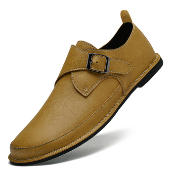 Νέα ανοιξιάτικα και φθινοπωρινά casual loafers με μαλακό κάτω μέρος και αγκράφα ζώνης, δερμάτινα παπούτσια, για άνδρες plus size