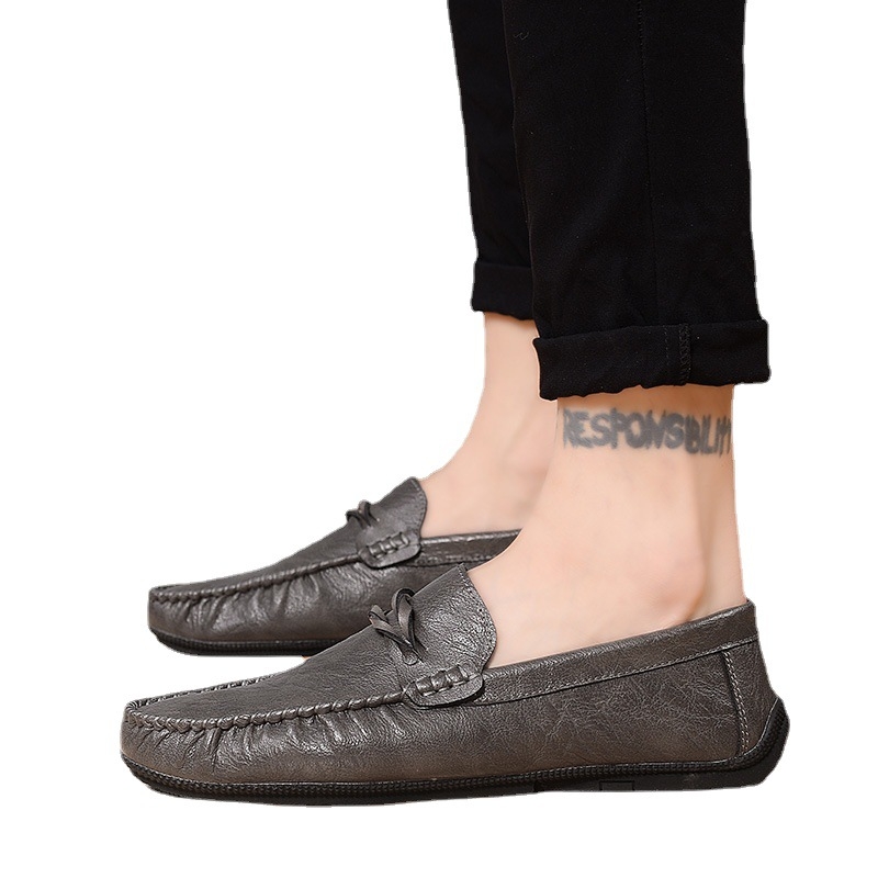 2025 tavaszi új sapkás cipők férfi divatos üzleti lusta cipők koreai stílusú alkalmi bebújós bőr cipők vezetési cipők férfi cipők