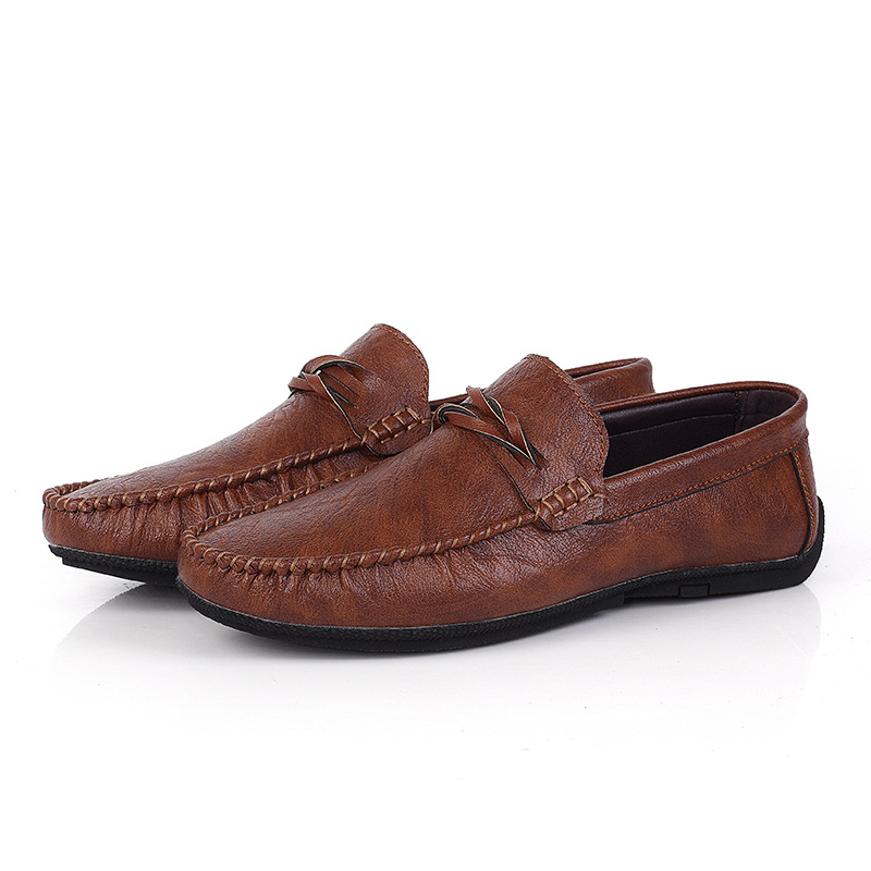 2025 tavaszi új sapkás cipők férfi divatos üzleti lusta cipők koreai stílusú alkalmi bebújós bőr cipők vezetési cipők férfi cipők