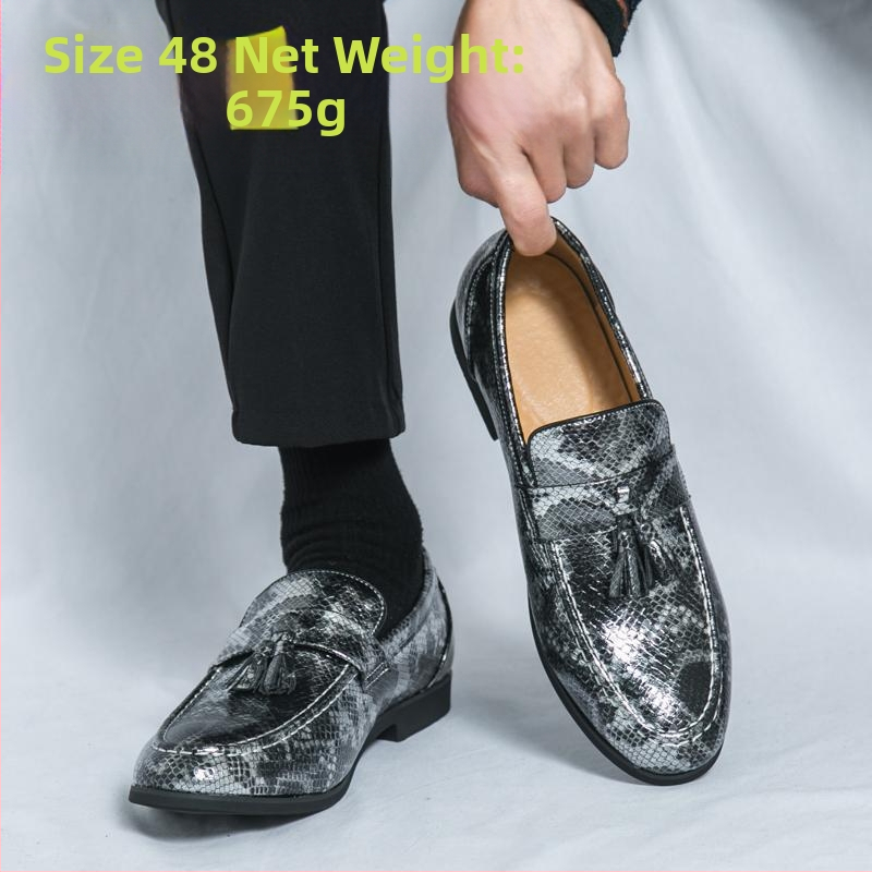 Pánske mokasíny s hadovitou kožou, veľkosť 48, slip-on, ležérne, veľkosť 48, veľkosť 5, pánske topánky s logom značky Cross-border, veľkosť 48, ležérne, nazúvacie, ležérne, veľkosť 5, veľkosť 6.