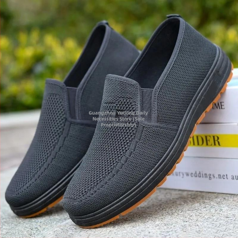 Обувки с сухожилие отдолу Нови стари пекински платнени обувки с дебело дъно, летящи тъкани, ежедневни обувки за татко с сухожилие отдолу, устойчиви на износване, неплъзгащи се обувки за средна и по-възрастни хора