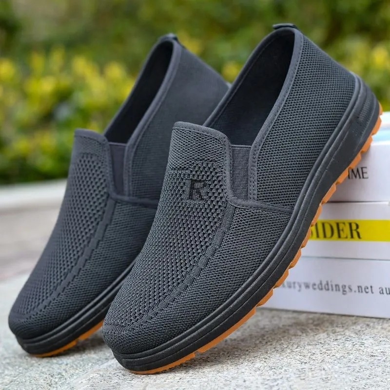 Обувки с сухожилие отдолу Нови стари пекински платнени обувки с дебело дъно, летящи тъкани, ежедневни обувки за татко с сухожилие отдолу, устойчиви на износване, неплъзгащи се обувки за средна и по-възрастни хора