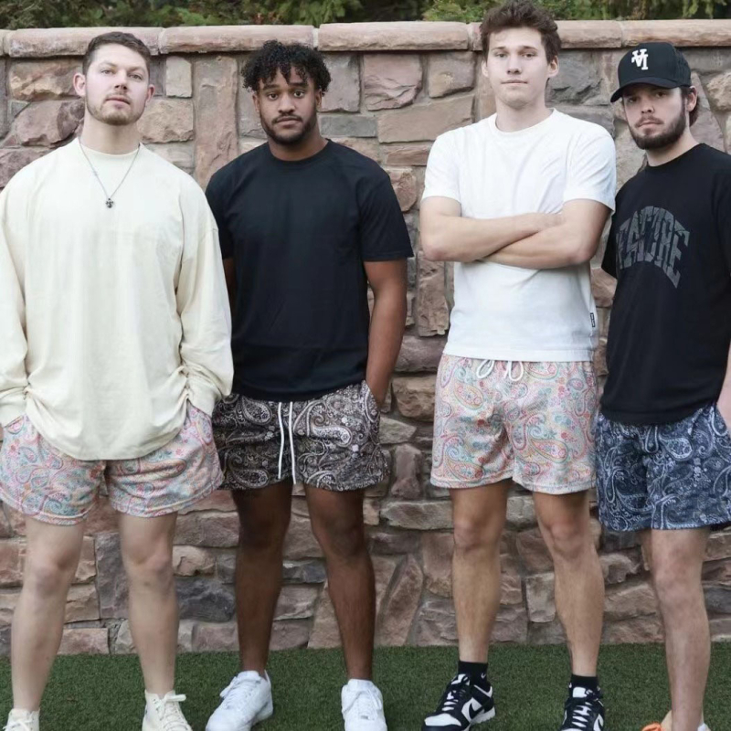 Uued Ameerika moebrändi india pähkliõitega meeste ja naiste võrkkangast kiiresti kuivavad lahtised pluss-suuruses põlvevabad korvpalli neljapunktipüksid suvised