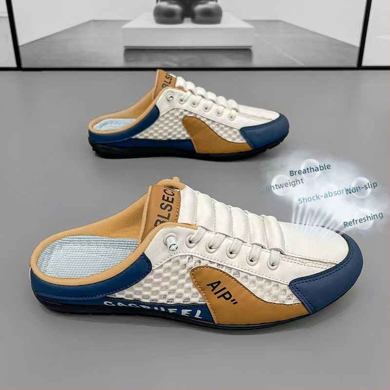 temu Amazon Explosions mazas, plānas apakšas sieta pusčības vīriešu sieta apavi vīriešu ikdienas apavi pludmales apavi slinko pupiņu apavi