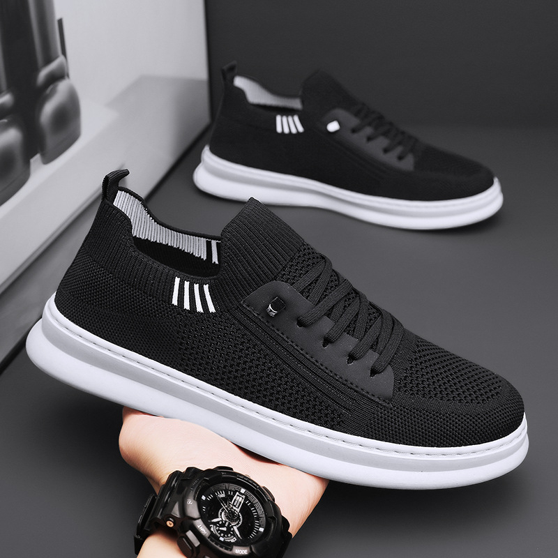 Pantofi sport pentru bărbați, țesute pe corp, la modă, cu slip-on, casual, cu fund moale, din plasă goală, respirabil, cu aer condiționat, livrare dintr-o singură piesă