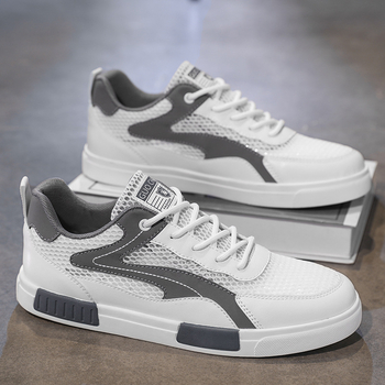 Külkereskedelmi férfi cipők Nyári Lélegző Vékony Hálós Üreges Hálós Sport Alkalmi Könnyű Plus size Kis Fehér Táblacipő Hálós Cipő