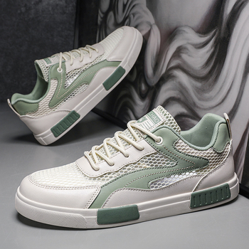 Külkereskedelmi férfi cipők Nyári Lélegző Vékony Hálós Üreges Hálós Sport Alkalmi Könnyű Plus size Kis Fehér Táblacipő Hálós Cipő