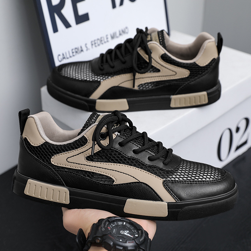 Külkereskedelmi férfi cipők Nyári Lélegző Vékony Hálós Üreges Hálós Sport Alkalmi Könnyű Plus size Kis Fehér Táblacipő Hálós Cipő