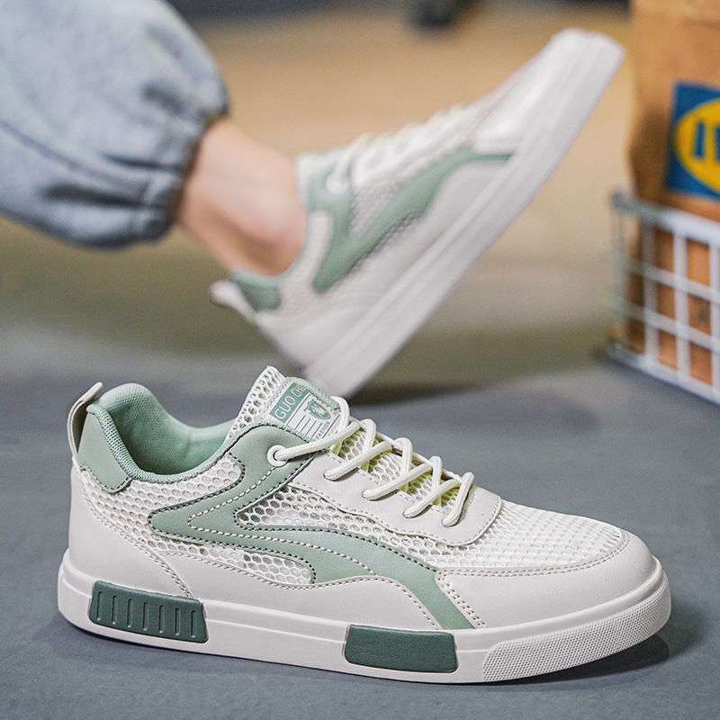 Külkereskedelmi férfi cipők Nyári Lélegző Vékony Hálós Üreges Hálós Sport Alkalmi Könnyű Plus size Kis Fehér Táblacipő Hálós Cipő