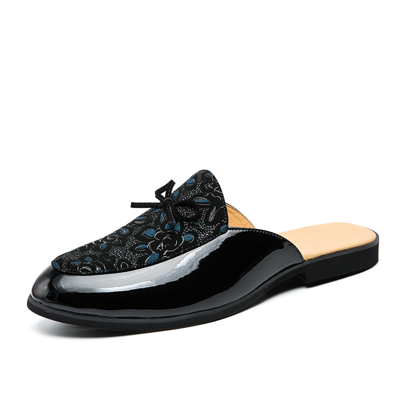 Próbafülkében félig tartó támasztócipők 2024 nyári új kültéri lélegző felsőrész nélküli hétköznapi bőrcipők bebújós lusta papucsok