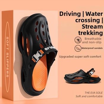 Papucsok 2025 Nyári Új Üreges Lélegző Baotou Kettős Felhasználású Lyukú Cipő Férfi Alkalmi Gátlási Puha Talpú Strandcipő