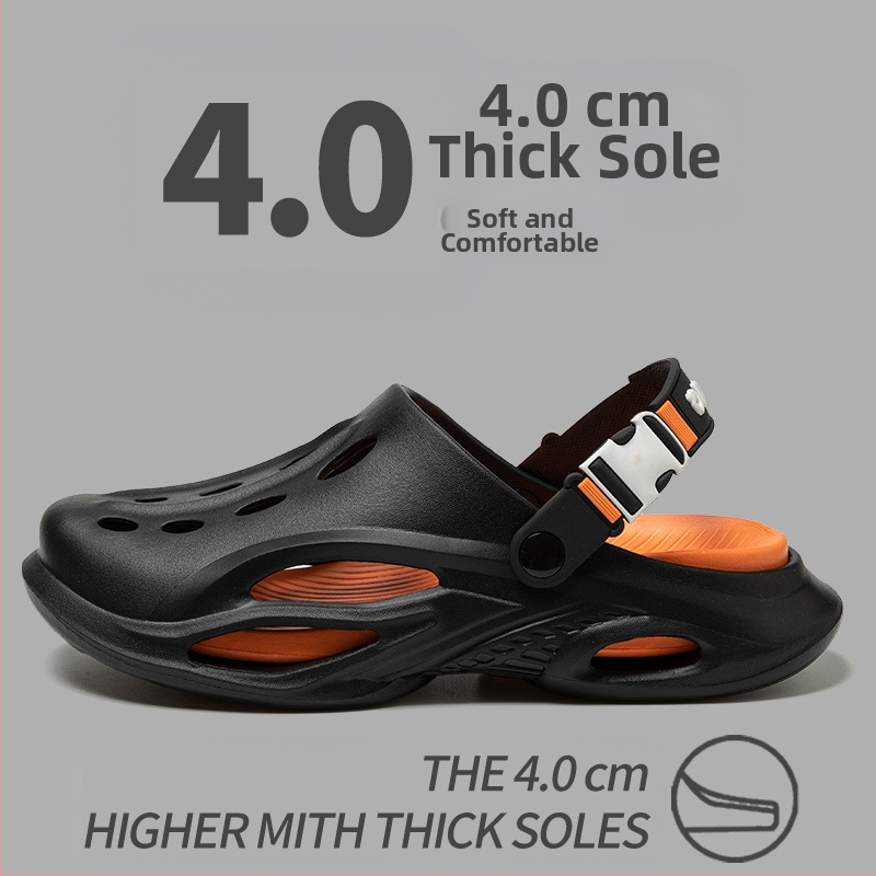Чехли 2025 Лято Нови Кухи Дишащи Баотоу Обувки с Двойна Функция Дупка Мъжки Ежедневни Плажни Обувки с Мека Подметка