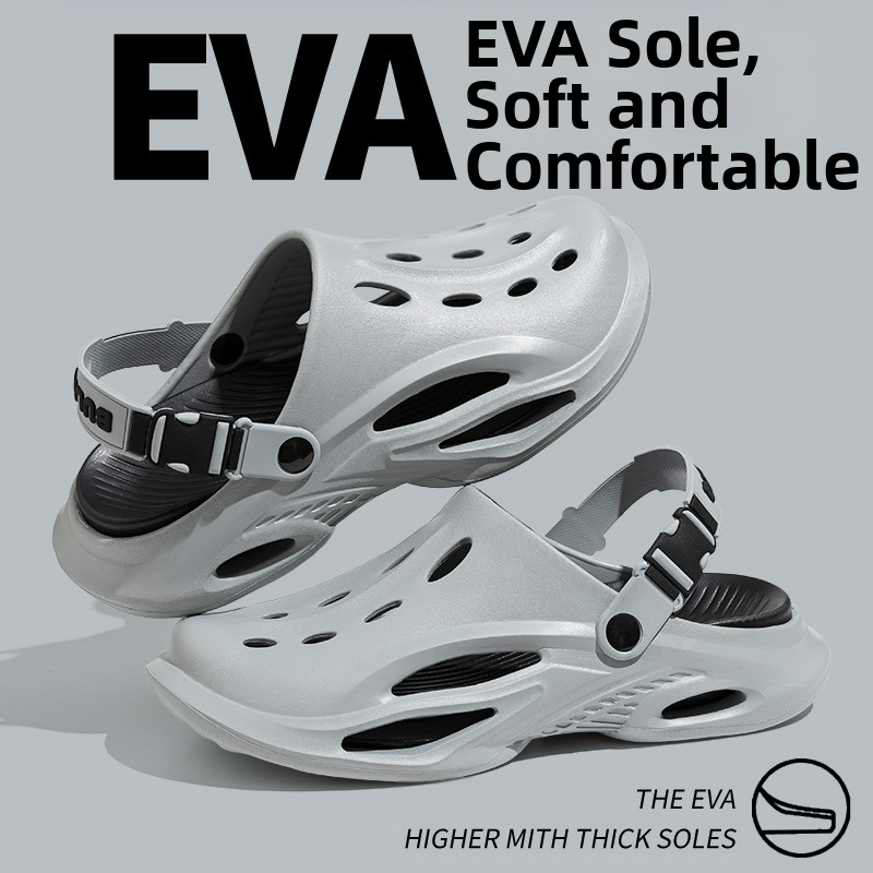 Papucsok 2025 Nyári Új Üreges Lélegző Baotou Kettős Felhasználású Lyukú Cipő Férfi Alkalmi Gátlási Puha Talpú Strandcipő