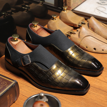 Új brit stílusú férfi krokodilbőr cipő csattal, alacsony sarkú, üzleti, hétköznapi, könnyű, luxus, minden méretű bőrcipő