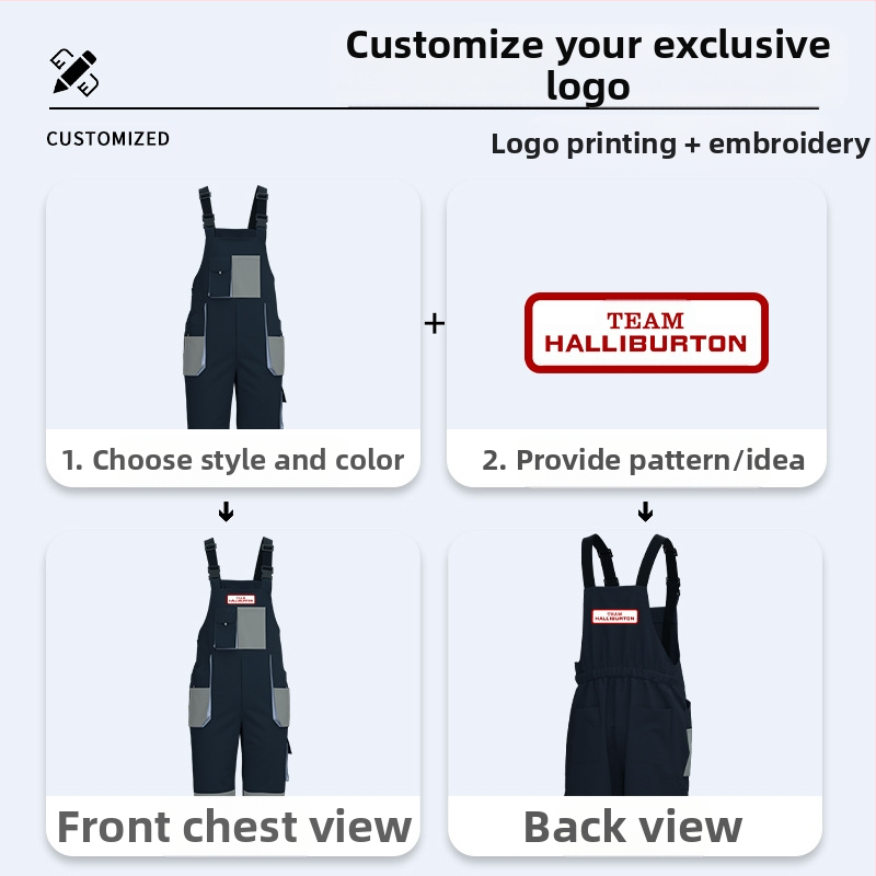 Piiriülesed kolmemõõtmelised suurte taskutega kombinesoonid, eritellimusel trükitud värvisobitavad mitme taskuga kombinesoonid, tehaseriided, töökaitseriietus