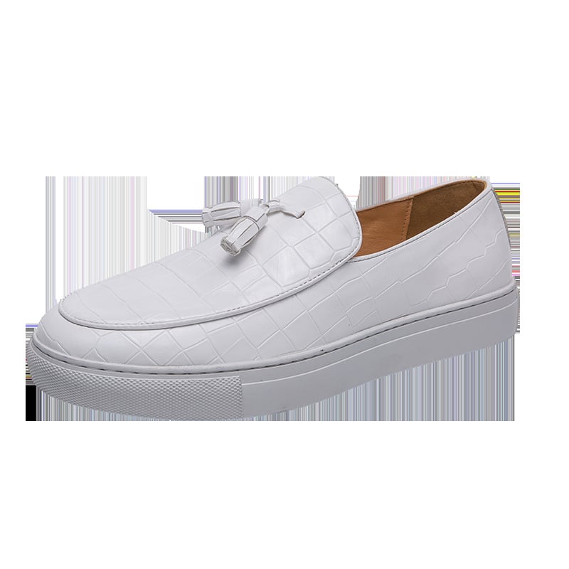 Férfi koreai stílusú üzleti casual tornacipők divatos bojtos kifutós bebújós mokaszinok kényelmes fehér cipők férfi cipők házhozszállítással