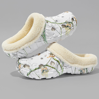 Pamučne papuče s flis podstavom 2024. za vanjsku upotrebu, za unutarnju upotrebu, za parove, muške, u nacionalnom stilu, za jesen i zimu, ženske pamučne cipele, neklizajuće, veće veličine, tople, s flis podstavom