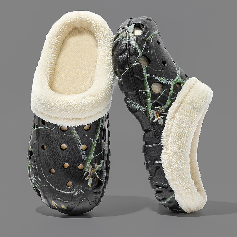 Pamučne papuče s flis podstavom 2024. za vanjsku upotrebu, za unutarnju upotrebu, za parove, muške, u nacionalnom stilu, za jesen i zimu, ženske pamučne cipele, neklizajuće, veće veličine, tople, s flis podstavom