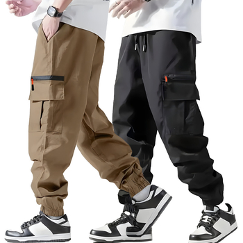 Férfi tavaszi és őszi kocogónadrág zsebes húzózsinórral, amerikai stílusú lezser, laza nadrág