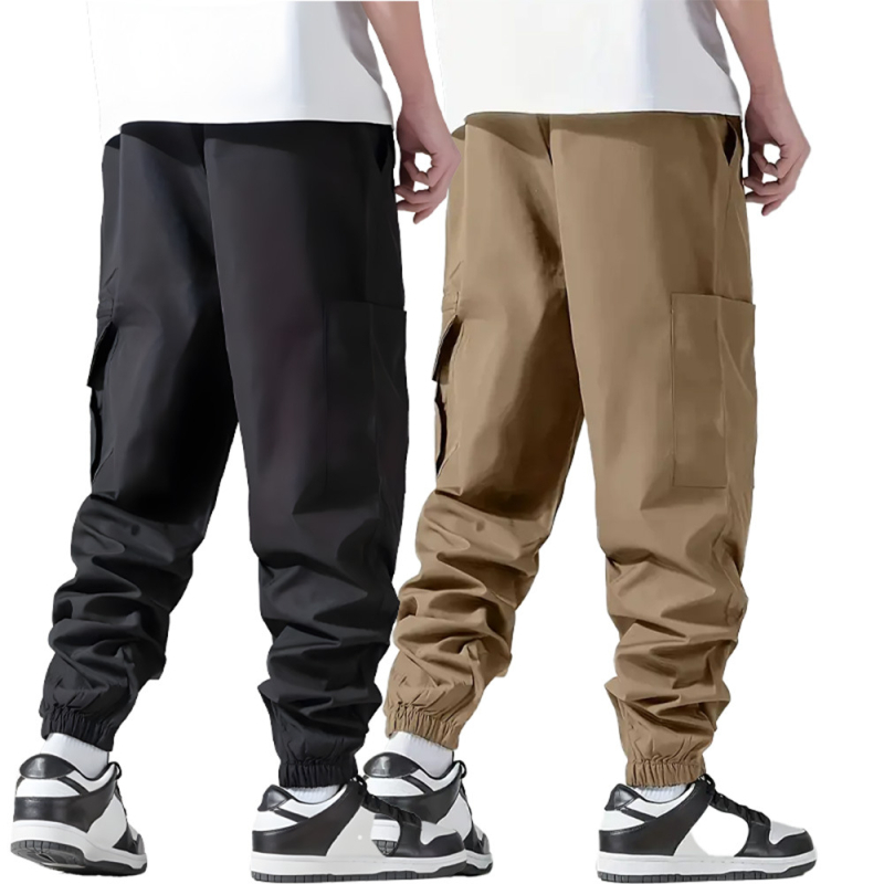 Férfi tavaszi és őszi kocogónadrág zsebes húzózsinórral, amerikai stílusú lezser, laza nadrág