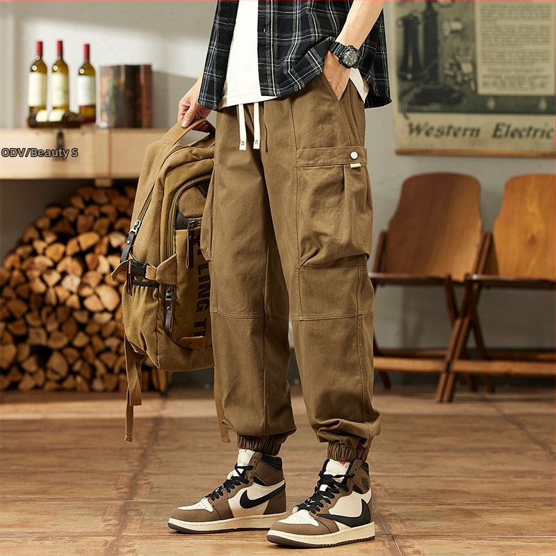 Tiszta pamut férfi és női amerikai stílusú darunadrág, magas derekú, széles szárú, utcai stílusú, karcsúsító, amerikai stílusú, retró, lábujjig érő, elegáns nadrág, férfi ruházat