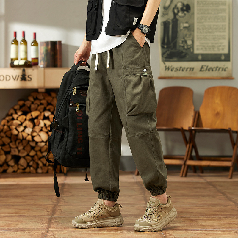 Tiszta pamut férfi és női amerikai stílusú darunadrág, magas derekú, széles szárú, utcai stílusú, karcsúsító, amerikai stílusú, retró, lábujjig érő, elegáns nadrág, férfi ruházat