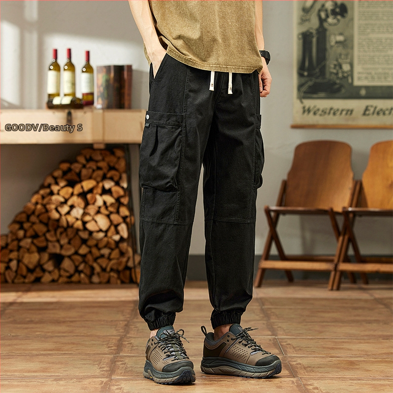 Čisté bavlnené pánske a dámske žeriavové nohavice v americkom štýle s vysokým pásom, širokými nohavicami, pouličným štýlom, zoštíhľujúce, americké retro štýly s potlačou špičky, pánske oblečenie