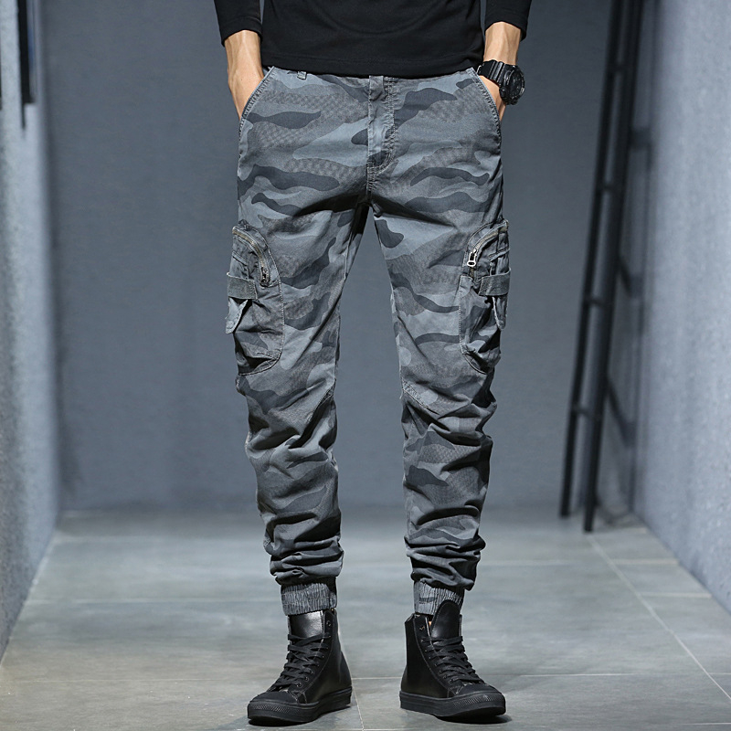 Camouflage nadrág Férfi cargo nadrág 2024 Tavasz és Ősz Új Trendi Többszárnyú Zsebes Nadrág Hétköznapi Nadrág 95 Pamut Nadrág