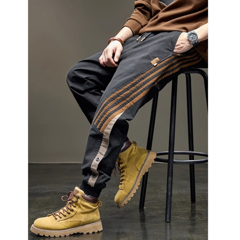 Őszi új divatos márkájú férfi lábszárvédős lezser nadrág, karcsúsító, divatos sport elasztikus derékkal, Harlan Crane nadrág