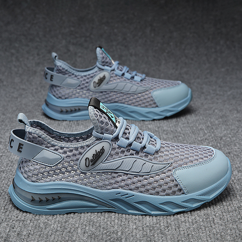 Férfi cipők 2024 tavasz új divatos férfi minden mérkőzésre alkalmas sport alkalmi vastag aljú üreges lélegző hálós felső apa divatos cipő