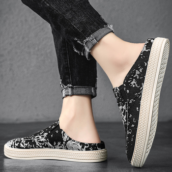 Μισές παντόφλες 2024 Νέα ανδρικά παπούτσια από καμβά Καλοκαιρινά, αναπνεύσιμα, μοντέρνα, all-match slip-on, φλατ παπούτσια από ύφασμα