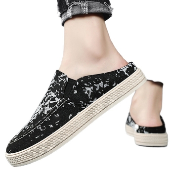 Μισές παντόφλες 2024 Νέα ανδρικά παπούτσια από καμβά Καλοκαιρινά, αναπνεύσιμα, μοντέρνα, all-match slip-on, φλατ παπούτσια από ύφασμα