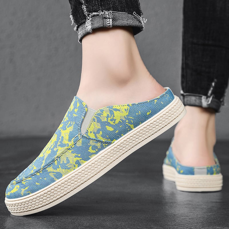 Polupapuče 2024 Nove muške platnene cipele Ljetne prozračne moderne univerzalne navlake za ravne cipele od platna
