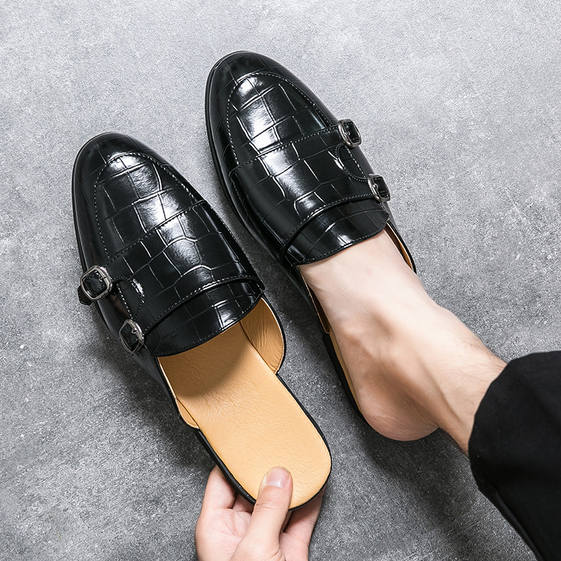 2025 Nyári Új Férfi Alkalmi Baotou Félcipő, Határokon Átnyúló, Plus Size Koreai Bőr Cipő, Üzleti Alkalmi Ruha Férfi Cipő